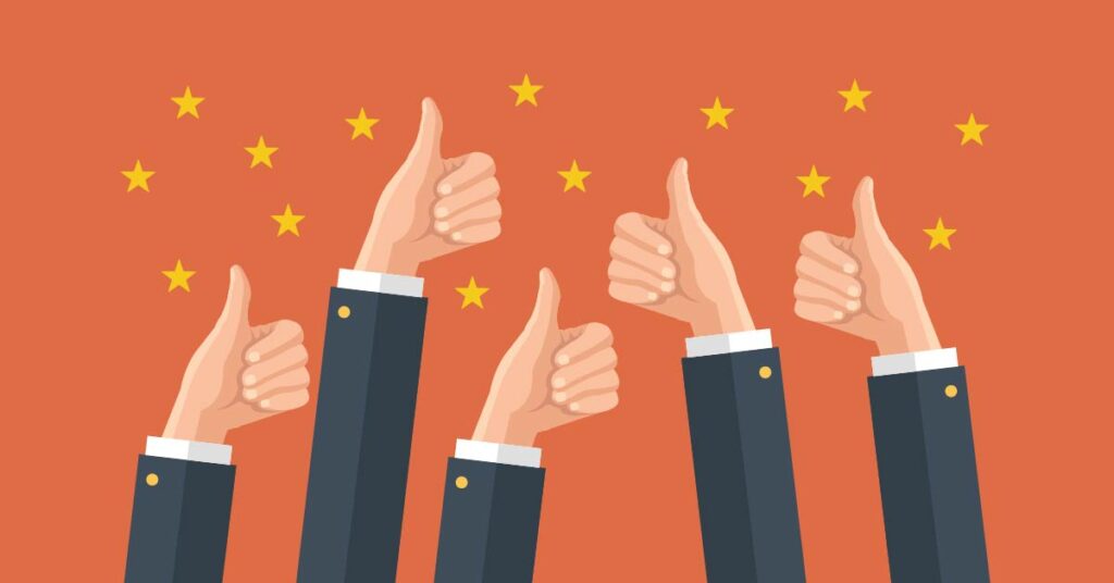 hands liking and reviews stars